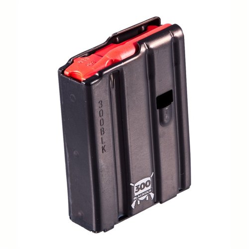 D&H Industries AR-15 300 Blackout magazine features a durable aluminum body and a red follower, available in 10, 20, and 30 round capacities.