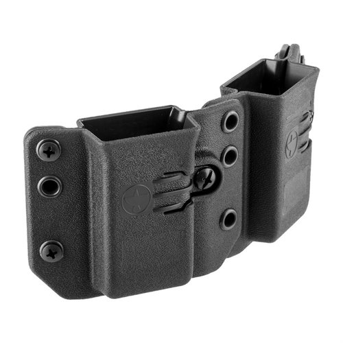 Copia Double Magazine Carrier offers ambidextrous use, a body-hugging design for comfort and concealment, and fits nearly 100 handgun models in 9/40/357 Sig.
