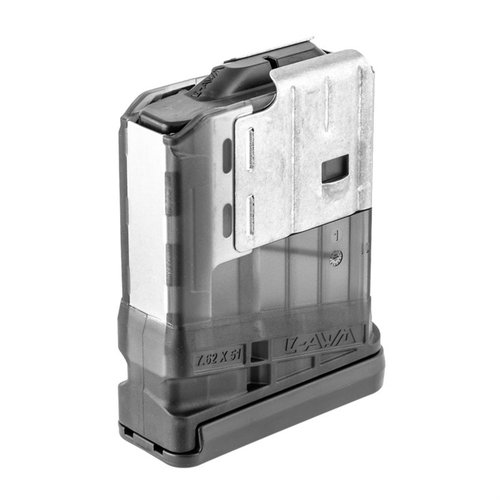 Lancer's AR 308 L7AWM magazine combines lightweight polymer with steel feed lips for reliability, featuring a switchable drain lock for versatile conditions.