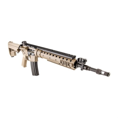 The MK12 MOD 0-A5 FDE is a reliable 5.56 NATO rifle, designed for precision and versatility, perfect for both tactical and sporting applications.