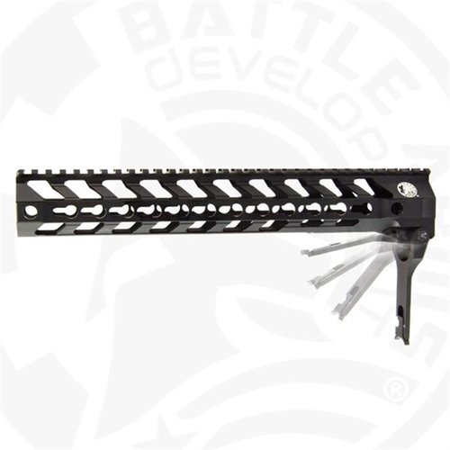 The AR-15 556 SWITCH™ Rail – B.A.D Edition features a unique clamp system, lightweight 6061-T6 aluminum, M-LOK, and Keymod compatibility for versatile mounting.