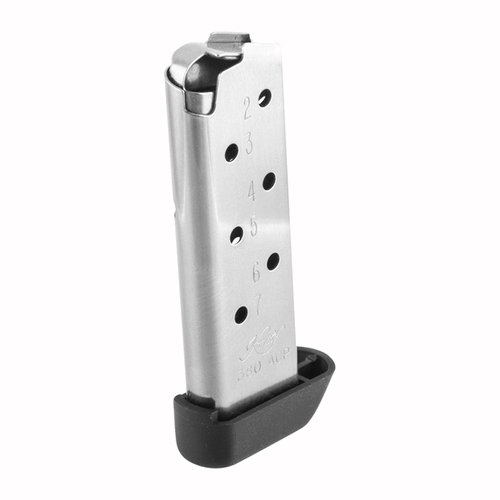 Kimber Micro .380 7RD Extended Magazine offers reliable stainless steel construction, a silver finish, and increased capacity for enhanced performance and peace of mind.