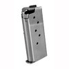 Kimber Micro 9mm 6RD magazine offers precision and performance with durable stainless steel construction and a sleek silver finish for reliable shooting.