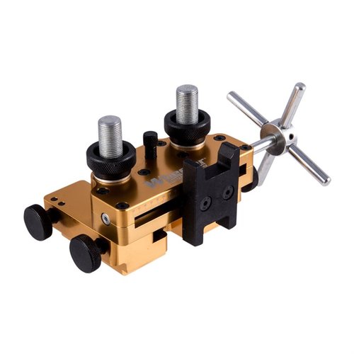 Wheeler Engineering Armour's Handgun Sight Tool ensures easy installation and adjustment of dovetail sights with precise micro adjustments and secure slide support.