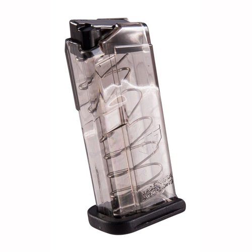 ETS translucent polymer Glock 43 magazines offer lightweight durability, easy visibility of loaded status, and compatibility with aftermarket floorplates.