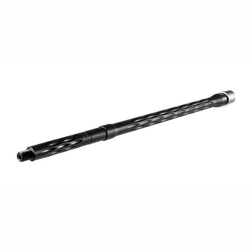 Faxon Firearms AR-15 Flame-Fluted Match Barrels feature a stylish fluted design for cooling, made from 416R stainless steel, with a 1:8 twist and QPQ Black Nitride finish.