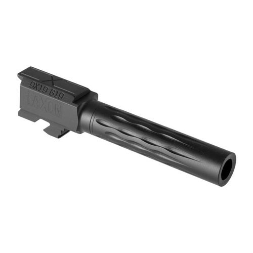 Faxon Flame Match Barrel for Glock 19® offers superior rigidity, heat dissipation, and drop-in installation, ensuring tight groups and enhanced performance.