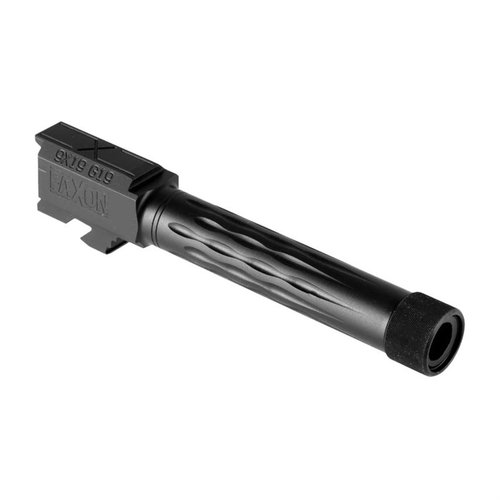 Faxon Flame Match Barrel for Glock 19® offers superior rigidity, heat dissipation, and accuracy, with easy drop-in installation and a durable Nitride finish.