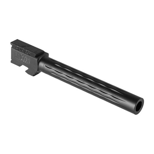 Faxon Flame Match Barrels for Glock® 34 offer unique fluting for rigidity, heat dissipation, and precision, fitting Gen 1-4 with no gunsmithing required.