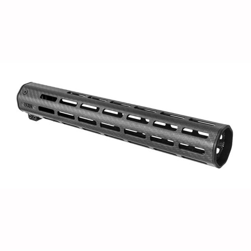 Faxon Firearms Streamline Carbon Fiber Handguard: ultra-light, stronger than aluminum, 8 M-LOK slots for accessories, and low heat transfer for comfort.