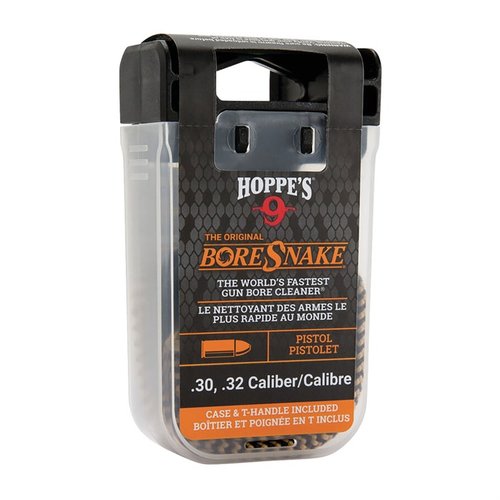 Pistol Bore Snake offers fast, pull-through cleaning with a built-in bronze brush, easily scrubbing and oiling barrels of various calibers in minutes.