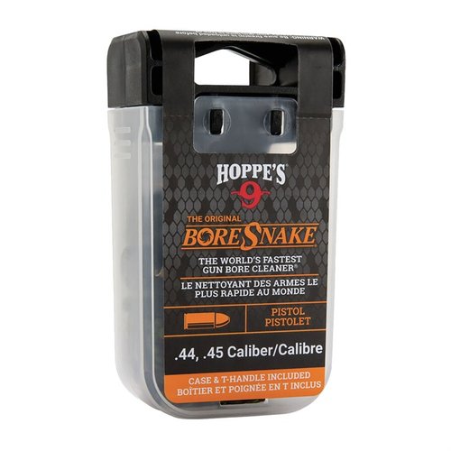 HOPPES Pistol Bore Snake offers fast, pull-through cleaning with a built-in bronze brush, scrubbing and oiling your handgun barrel in minutes, plus it's washable and reusable.