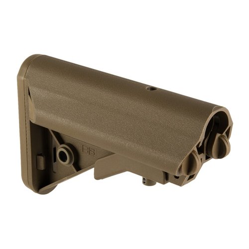 AR-15 SOPMOD Stock offers improved cheekweld, waterproof storage for batteries, streamlined design, and secure length-of-pull adjustment for enhanced comfort.