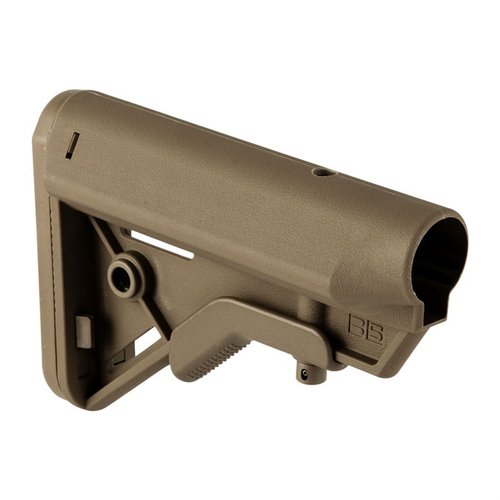 B5 SYSTEMS BRAVO COLLAPSIBLE STOCK offers ergonomic cheek weld, non-slip buttpad, and quick length-of-pull adjustment, ensuring comfort and performance for AR-15 users.