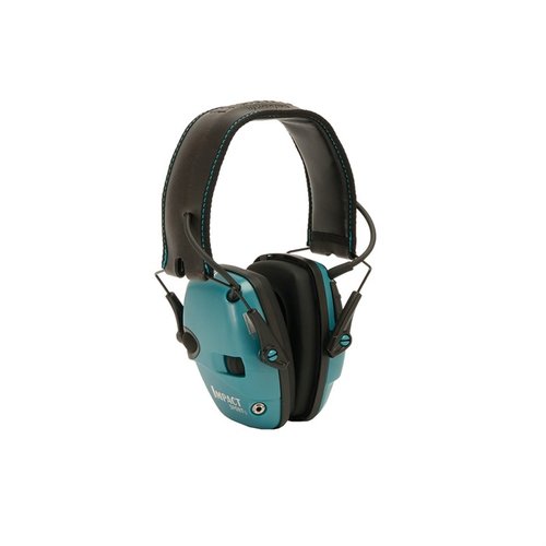 Howard Leight Impact Sport Electronic Earmuffs protect hearing while amplifying conversation and range commands, featuring 82 dB sound limit and AUX input.