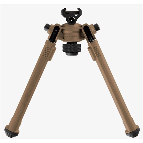 Magpul's lightweight Picatinny Bipod offers rapid adjustments, 50° tilt, 40° pan, and durable construction, all in a compact design under 11 oz.