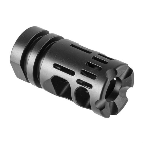 VG6 Gamma 9mm Muzzle Brake reduces recoil to virtually zero, enhancing control for fast follow-up shots on AR-15-style pistol-caliber carbines.