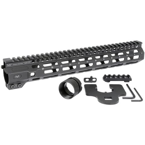 Midwest Industries Combat M-LOK Handguard offers a fully free-floated design, seven M-LOK attachment points, and a continuous Picatinny rail for versatile customization.