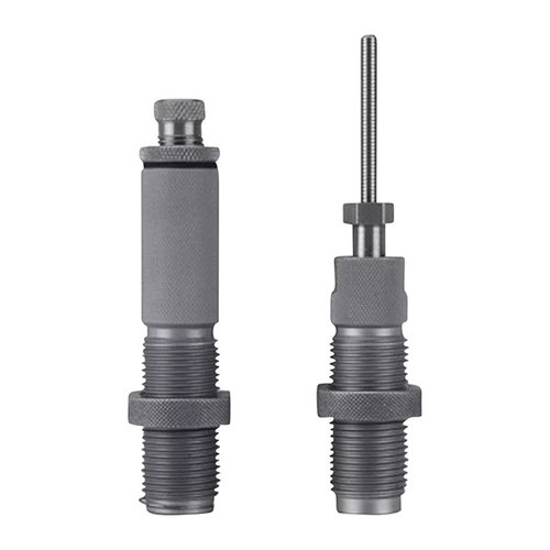 Hornady Custom Grade 2-Die set ensures precise reloading with easy adjustments, smooth operation, and a lifetime guarantee against wear, including sizing and seating dies.