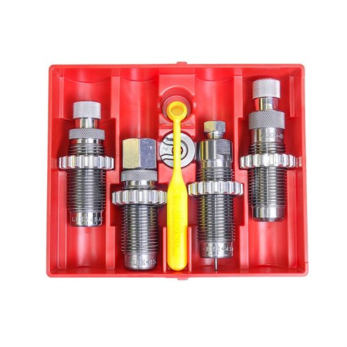 4 Die Deluxe Pistol Die Set for 380 Auto includes essential dies and tools for precise reloading, featuring a Carbide Factory Crimp Die for easy setup.
