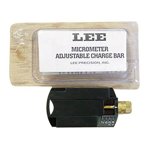 Lee Adjustable Charge Bar replaces Charge Disk for Auto Disk and Pro Auto Disk Powder Measures, offering precise adjustments from .28 cc to 1.6 cc for versatile loading.