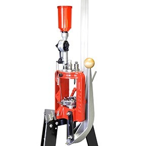Lee Load-Master progressive press offers efficient reloading with 5-hole design, includes essential dies, turret, and Auto-Drum Powder Measure for precision.