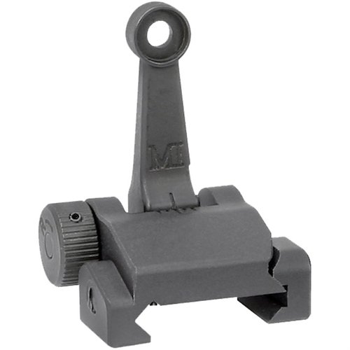 Midwest Industries AR-15 Combat Folding Rear Sight offers strength, lightweight design, 0.5 MOA adjustments, and pairs perfectly with A2 front sights.