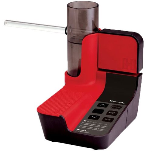Hornady's Vibratory Trickler enhances reloading precision with high/low settings, modular design for easy cleaning, and LED buttons for low-light use.