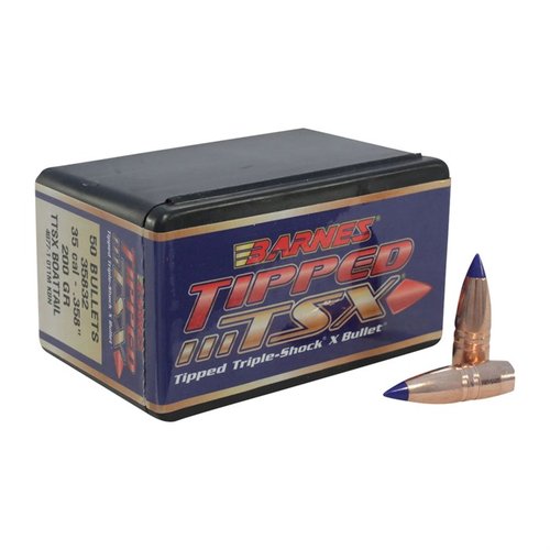 BARNES Tipped TSX bullets offer superior long-range ballistics, faster expansion, nearly 100% weight retention, and exceptional accuracy for deadly terminal performance.