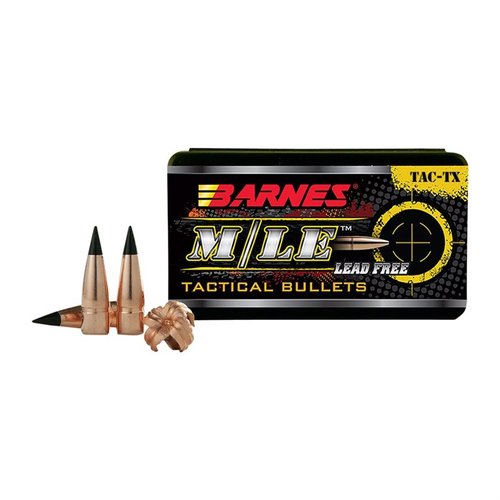 BARNES TAC-TX 30 Caliber bullets offer exceptional accuracy, controlled double-diameter expansion, and superior weight retention for reliable performance at any range.
