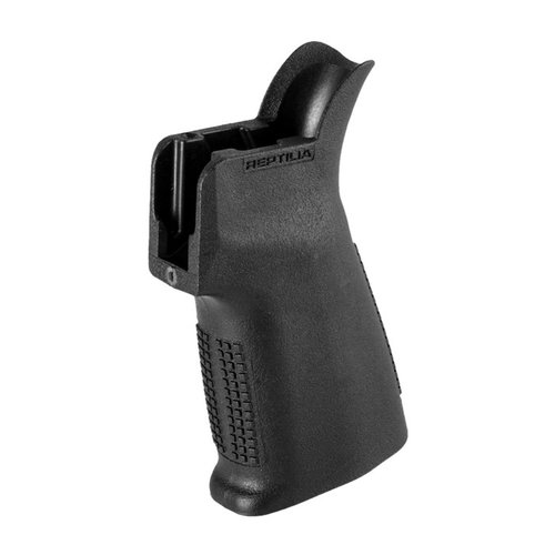 Reptilia CQG AR-15 Grip offers improved comfort and control with its vertical design, textured surface, and high-strength polymer, compatible with AR-15, AR-10, SIG MPX, and MCX.