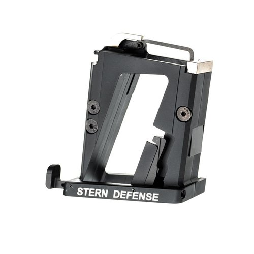 Easily convert your AR-15 to 9mm with the Stern Defense Adapter, compatible with S&W M&P/Sig 320 magazines, lightweight, and installs in seconds!