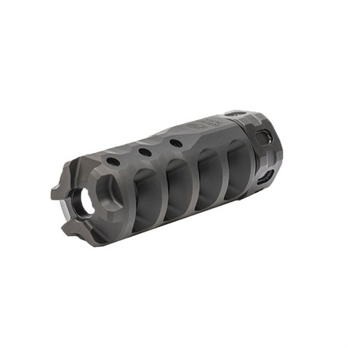 Precision Armament's Hypertap Muzzle Brake offers 84% recoil reduction, tunable gas biasing for sight picture preservation, and enhanced accuracy for .223/5.56mm barrels.