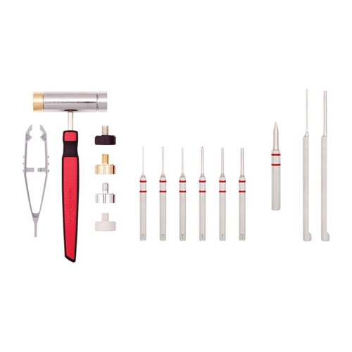 Real Avid Accu-Punch Hammer & Pin Punch Set offers an ergonomic hammer, interchangeable heads, and essential pin punches for precise AR-15 assembly and maintenance.