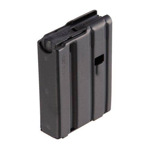 .450 Bushmaster magazine from D&H Industries offers durable steel construction with a sleek black finish, ensuring reliable performance for your AR-15 with 4-round capacity.