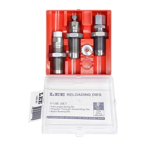 Lee Steel 3-Die Rifle Set offers essential tools for precision reloading, including Full Length Sizing Die and Bullet Seating Die, ensuring optimal performance.