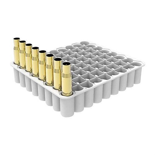 LEE Precision 50 BMG Loading Block is made of durable HDPE, holds 72 cases and reloading dies, and features built-in handles for easy transport and storage.