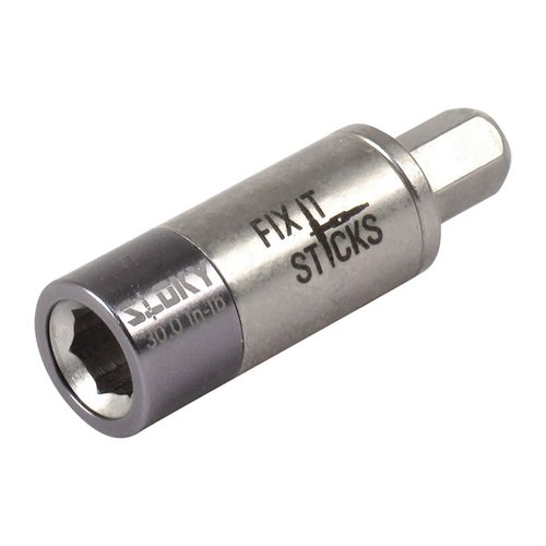 Fix It Sticks miniature torque limiter is compact, fits standard ¼” drivers, prevents over-torquing, and ensures precise tightening for scope mounts in the field.