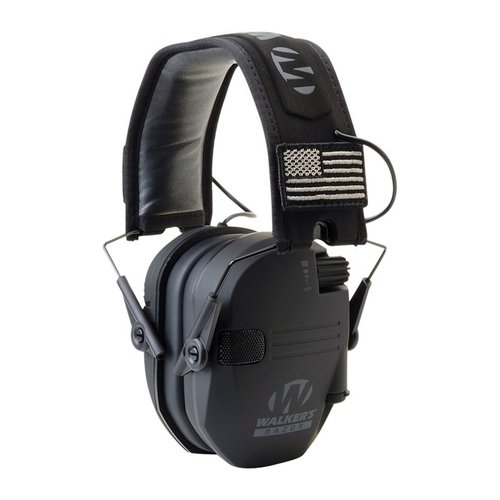 Walkers Razor Patriot Series muffs offer 23dB sound reduction, HD speakers, and a patriotic design for comfort and protection on the range.
