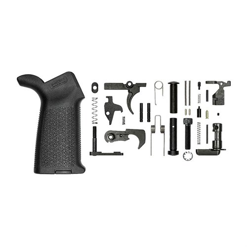 Aero Precision's AR-15 M4E1 Lower Parts Kit features a Magpul MOE Grip and essential components for building the M4E1 lower receiver, streamlining your build.