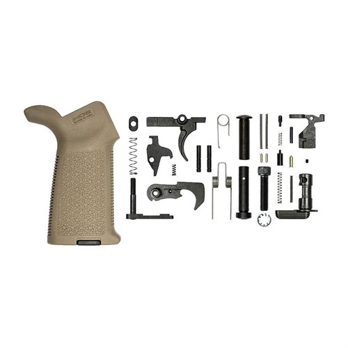 Aero Precision's AR-15 M4E1 Lower Parts Kit includes a Magpul MOE Grip and essential components for building the M4E1 lower receiver, enhancing your AR-15.