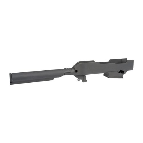 Enhance your Ruger PC Carbine Takedown with this durable, lightweight chassis featuring a six-position stock tube, waterproof storage, and easy installation.