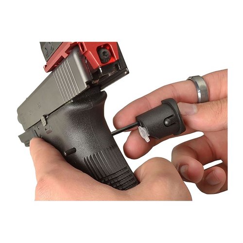 Grip Plug Tool for Glock® by Strike Industries offers a stainless steel punch, disassembly flathead, oil reservoir, and doubles as a magazine ramp for smooth reloads.