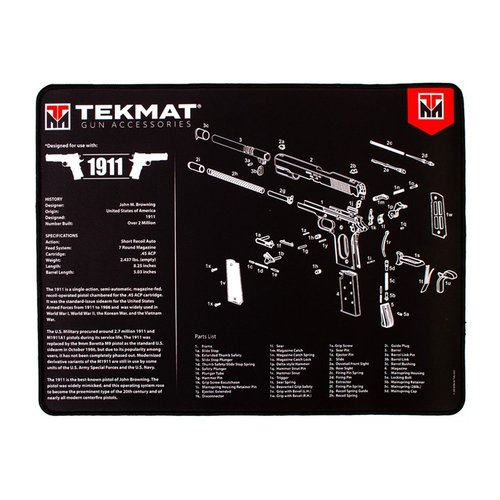 TekMat Ultra 20 Pistol Cleaning Mat offers waterproof, scratchproof durability with diagrams for easy disassembly, ensuring you know every part of your firearm.