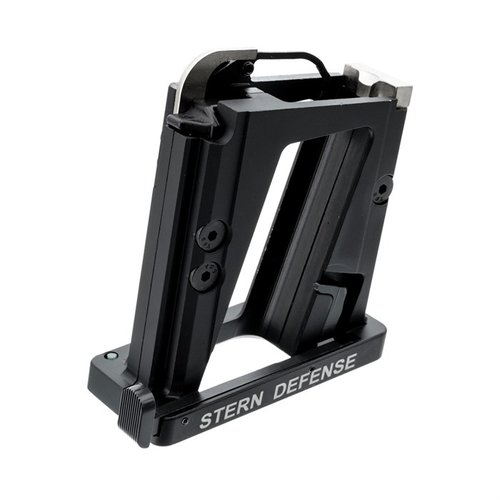 Easily convert your AR-15 to 9mm with the Stern Defense adapter, utilizing popular magazines, quick installation, and durable aircraft-grade aluminum.