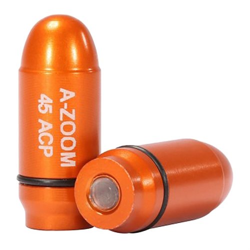 AMMO SNAP CAP DUMMY ROUNDS offer durable aluminum construction for repeated use, enabling safe practice of loading, unloading, and dry firing to enhance shooting skills.