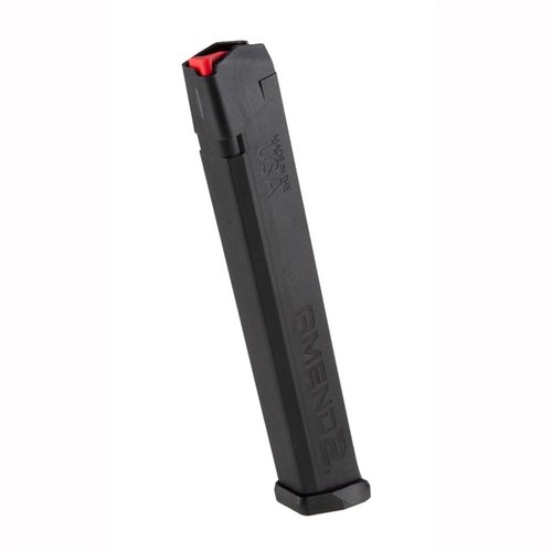 Amend2® 34 round magazine for GLOCK® 17 offers durability, lightweight design, and reliability, making it a superior alternative to standard OEM magazines.