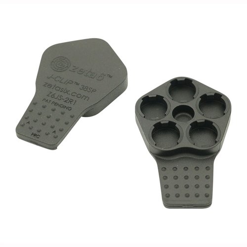 J-CLIP™ Speedloader fits 5-shot J-Frame revolvers, holds 38 Special & 357 Magnum, made from durable polyurethane, ideal for concealed carry grips.