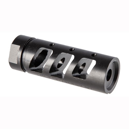 RA-701 22 Caliber Compensator reduces recoil and lift, ensuring quick follow-up shots. Made from 416 stainless steel with a durable black nitride finish.
