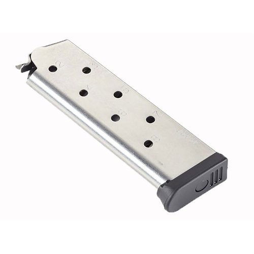 .45 ACP 1911 magazines by Wilson Combat offer unmatched reliability, durability, and long-term loading capability with heat-treated stainless steel construction.